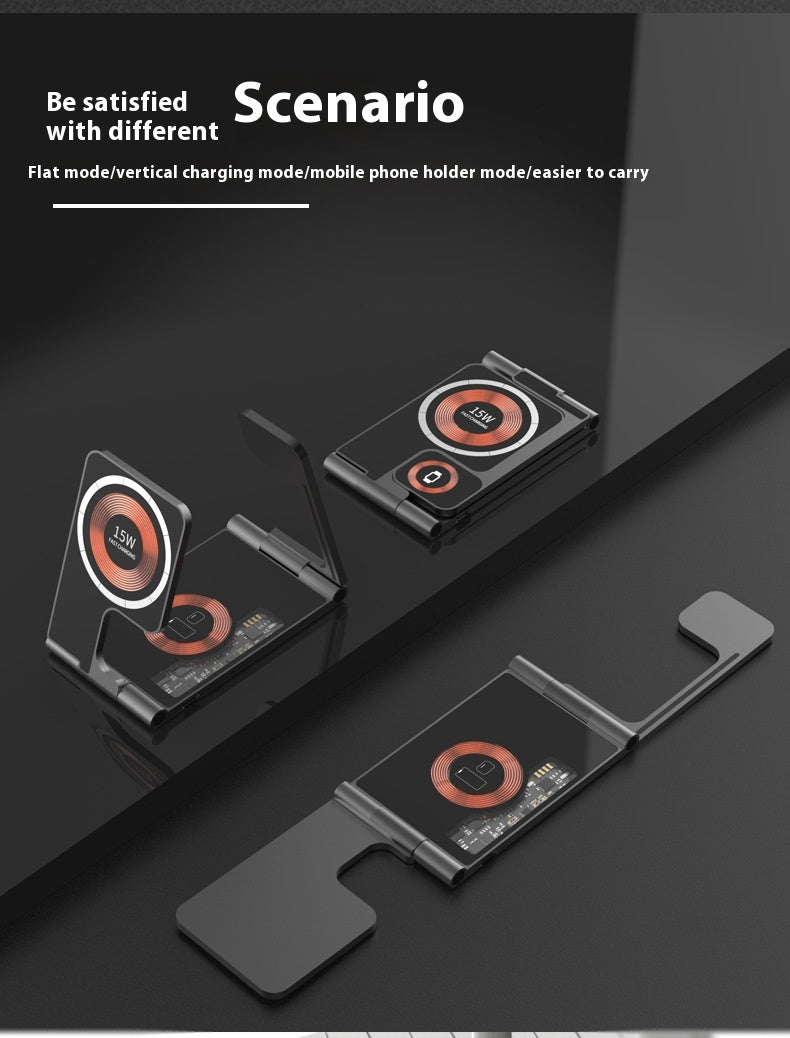 Dual setup of the New Magnetic 4-in-1 Wireless Charger in black showing its sleek, space-saving design.