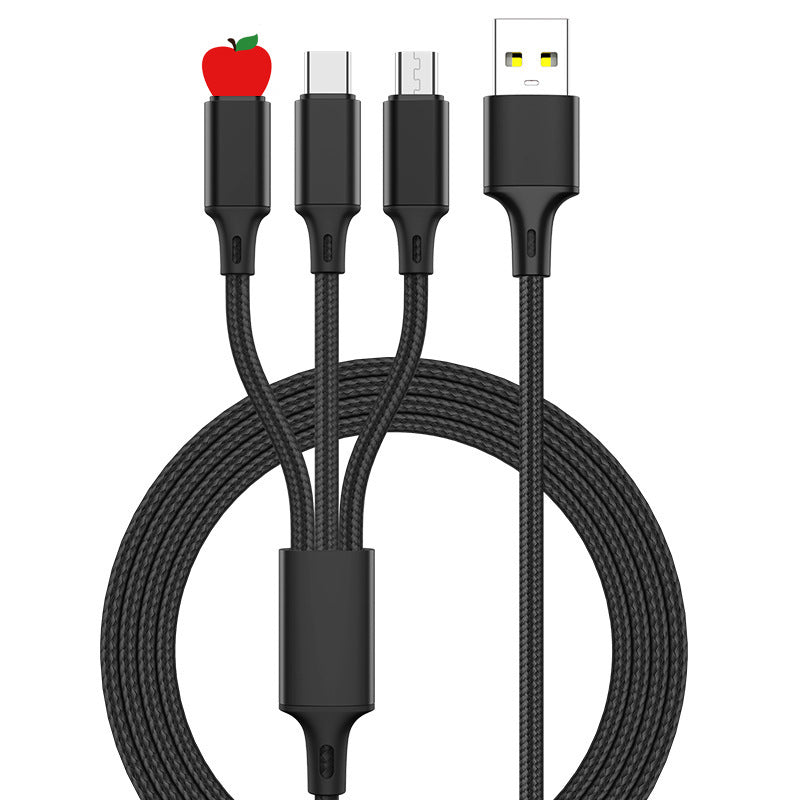 Reinforced Three-in-one Multi-head Charging Cable in a 1.2m length for convenient daily power needs.