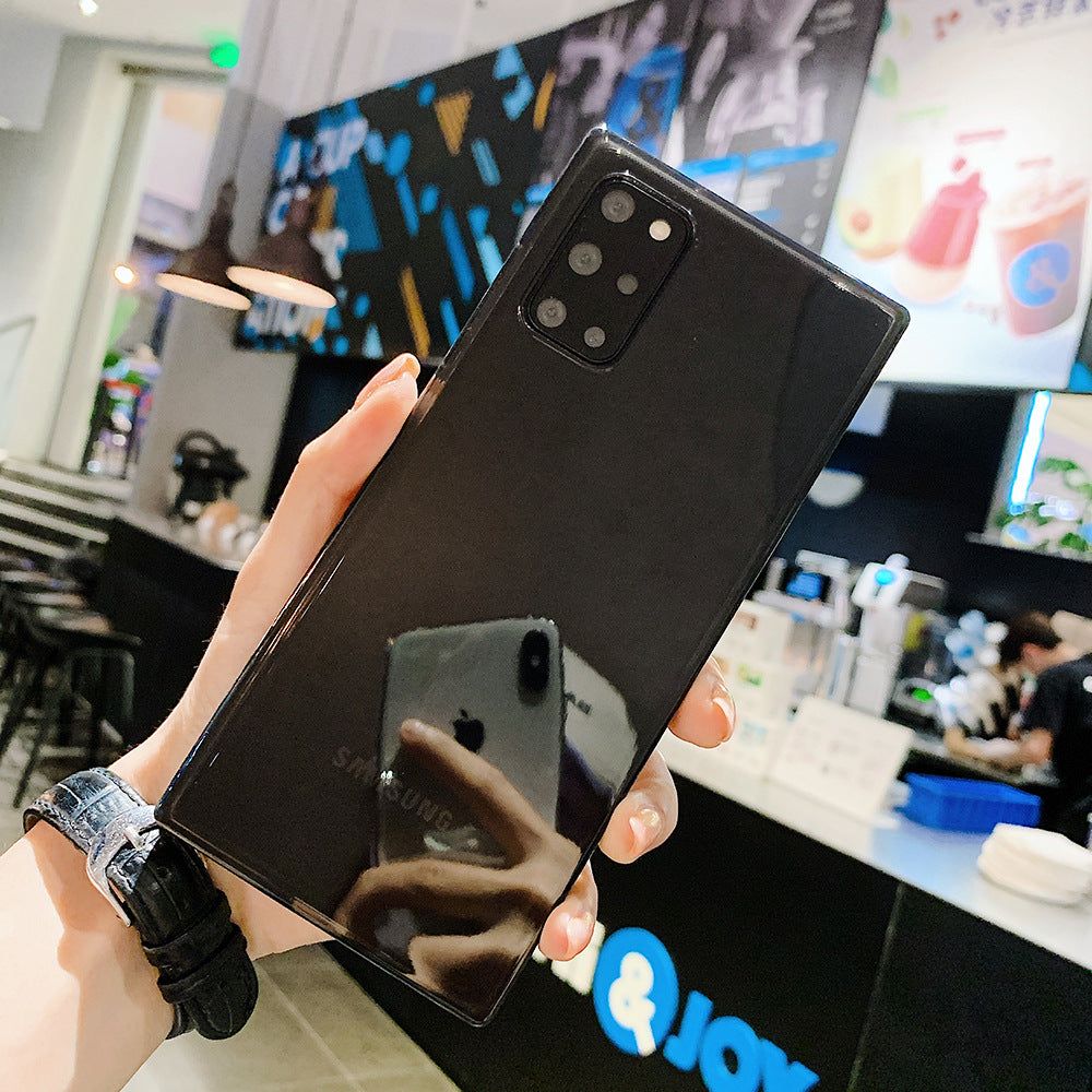 Professional black Square transparent TPU phone case featuring a simple, sleek silicone finish.