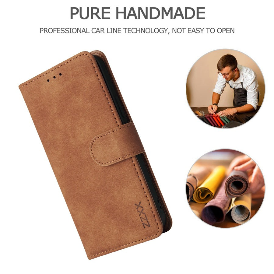 Handmade leather Flip Case Wallet Card Holder for Samsung and iPhone designed for maximum durability.