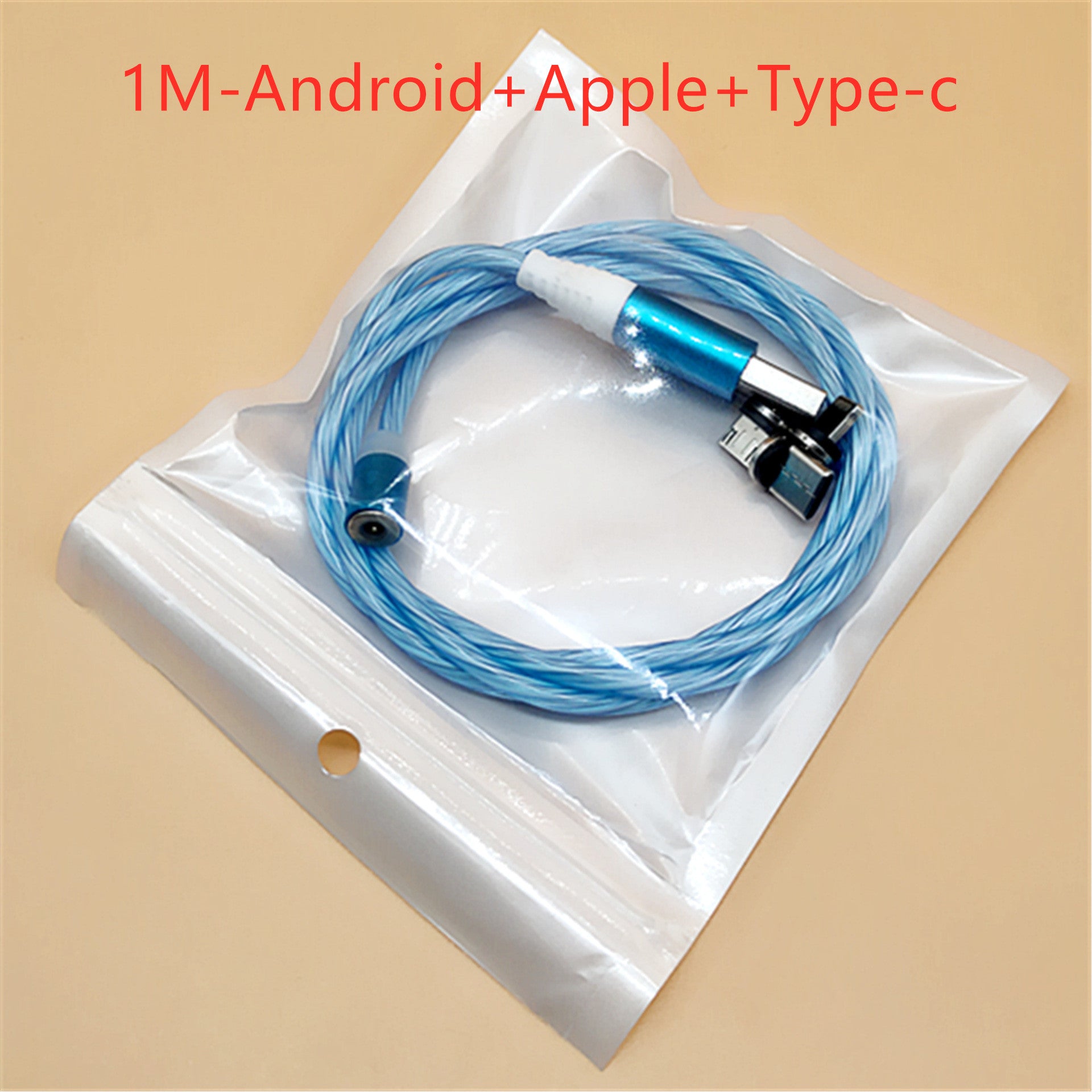 Retail-ready blue Magnetic Circular Magnetic Streamer Charging Cable packaged for safe shipping and storage.