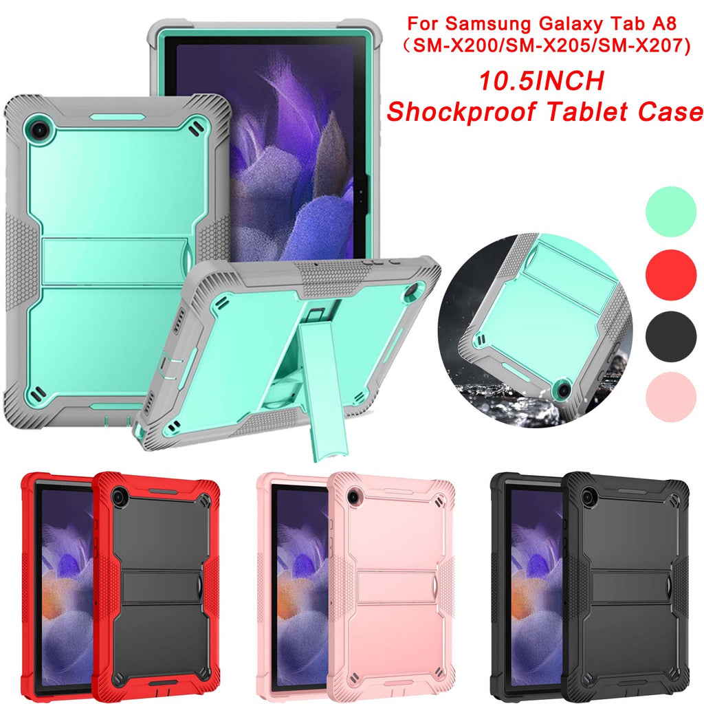Various color options for the Heavy Duty Case For Samsung Galaxy Tab A8 including shockproof PC and silicone materials.